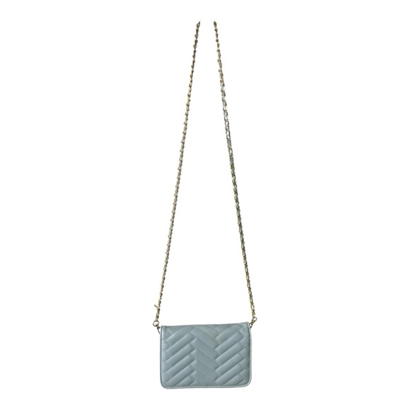 Bebe Blue and Gold Quilted Crossbody Bag with Chain Strap - Picture 4 of 7